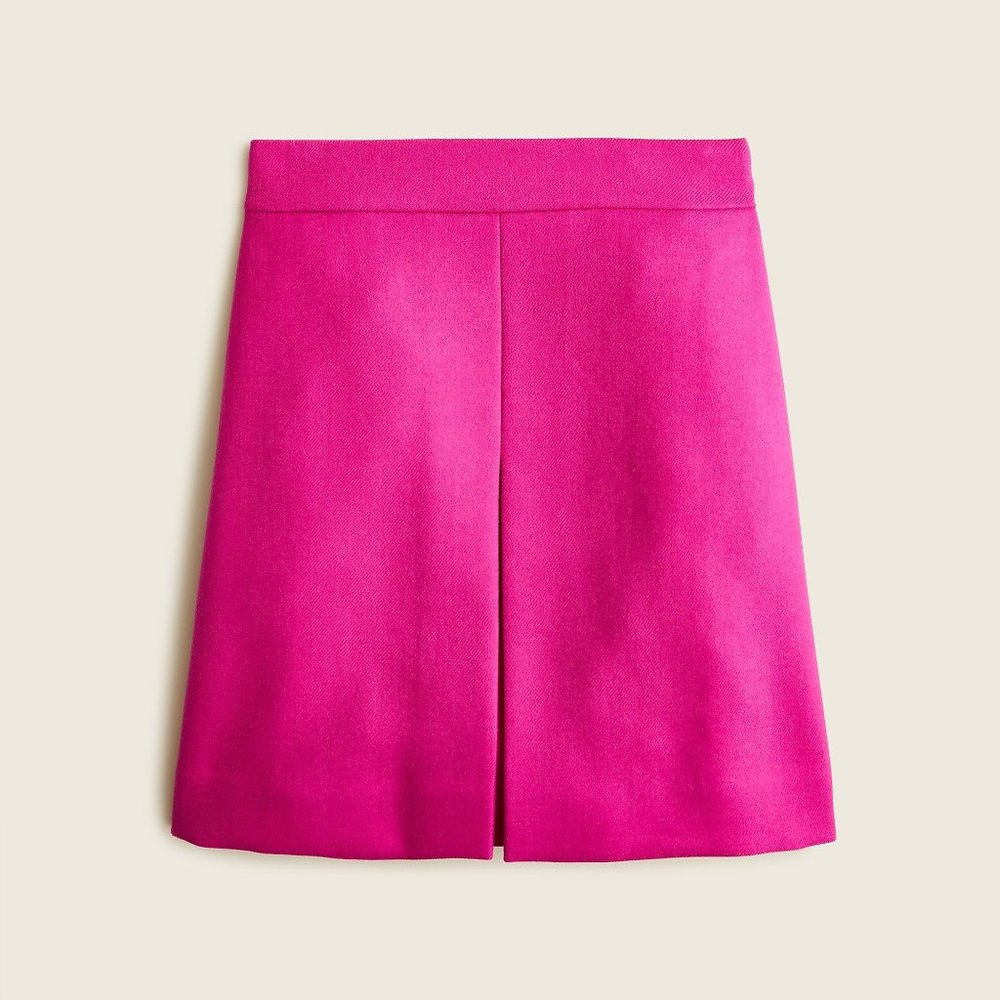 NWT J Crew Pink Pleated mini Skirt in Double Surge Wool